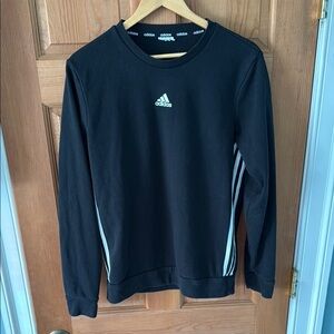 Adidas Men's Teen Boy Black Sweatshirt with White Stripes Appears to be a Medium